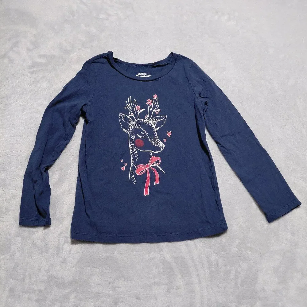 OskKosh Originals Deer Hearts Graphic Tee Valentines Winter Size 6/6X